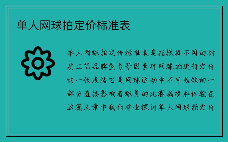 单人网球拍定价标准表