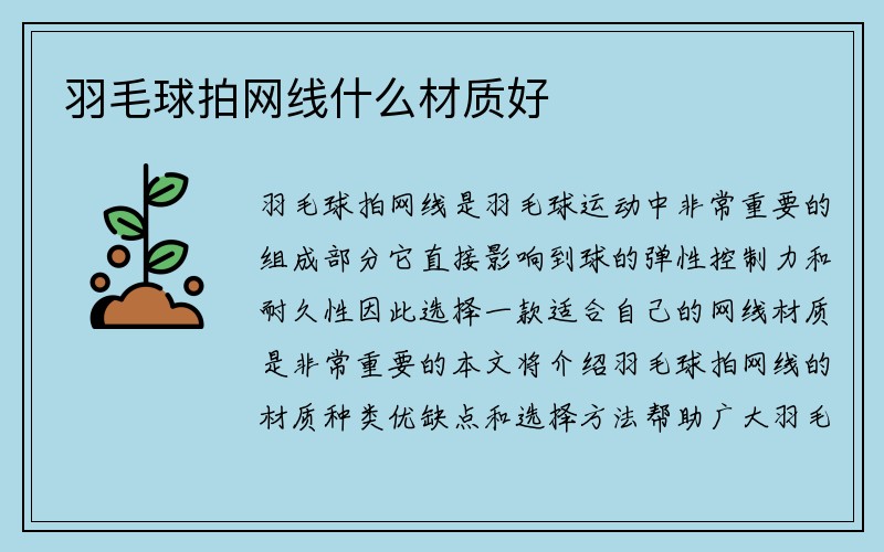 羽毛球拍网线什么材质好