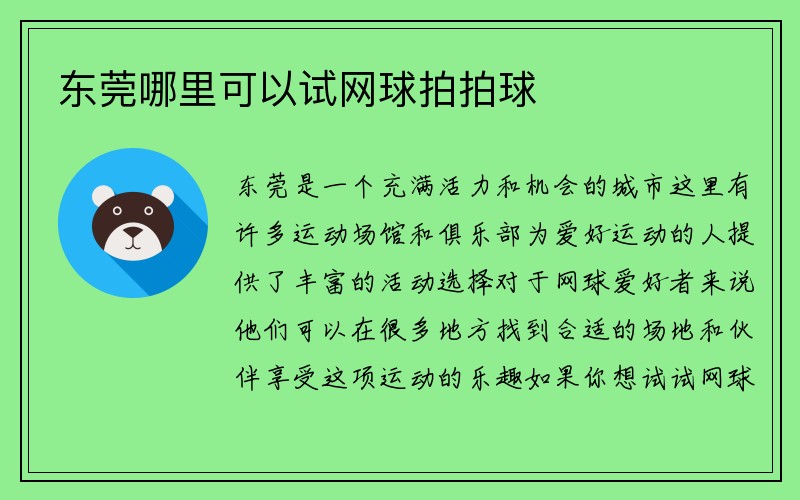 东莞哪里可以试网球拍拍球