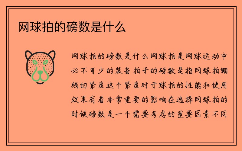 网球拍的磅数是什么